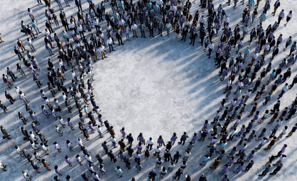 cercle de gent amb ombres
