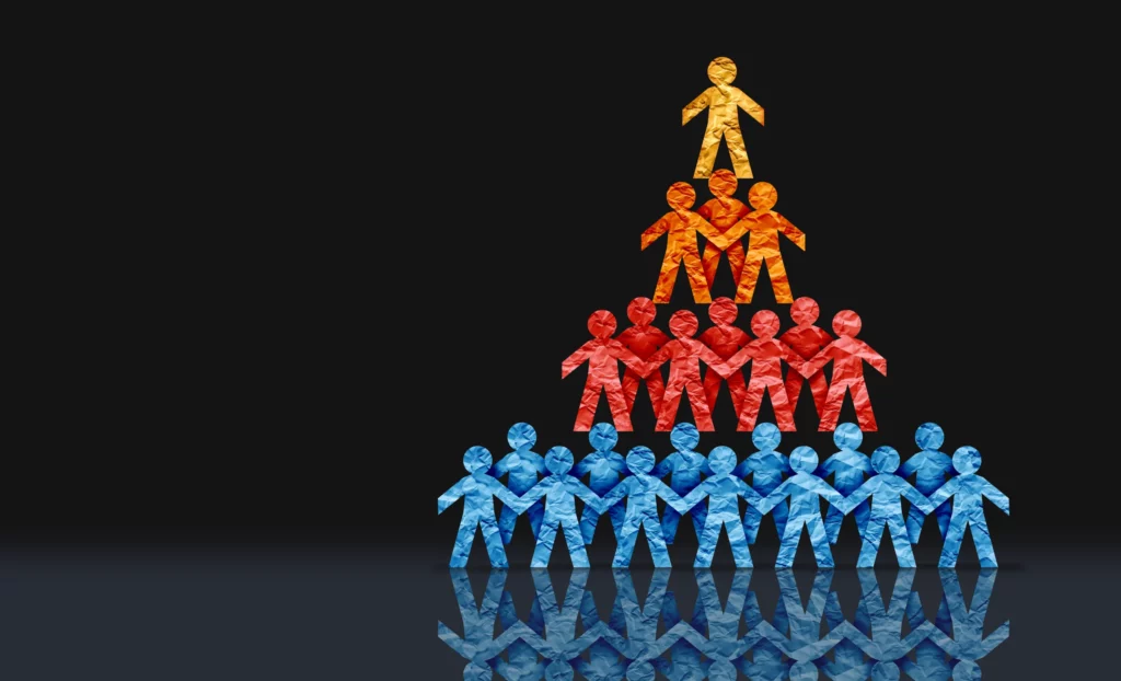 Desaparició de la classe mitjana a Europa. Stratification of society and Social Class and different hierarchy categories of socio economic groups on ethnicity education wealth or economics and gender as upper classes middle and lower class.